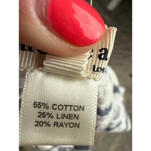 Monteau Los Angeles Cropped Jumpsuit Striped Smocked Linen Cotton Size PM - Picture 7 of 9